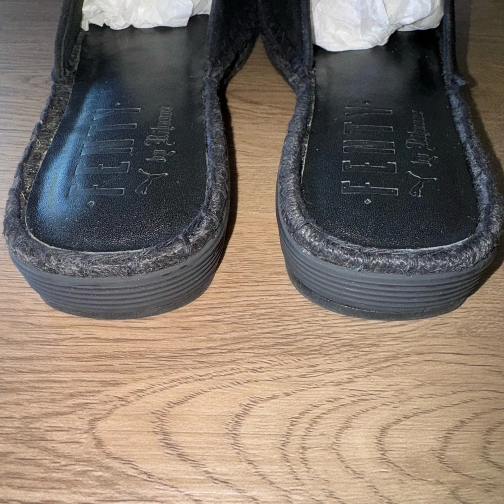 New Fenty Puma By Rihanna Suede Womens 7.5 Espadrilles Black With Dust Bag & Box